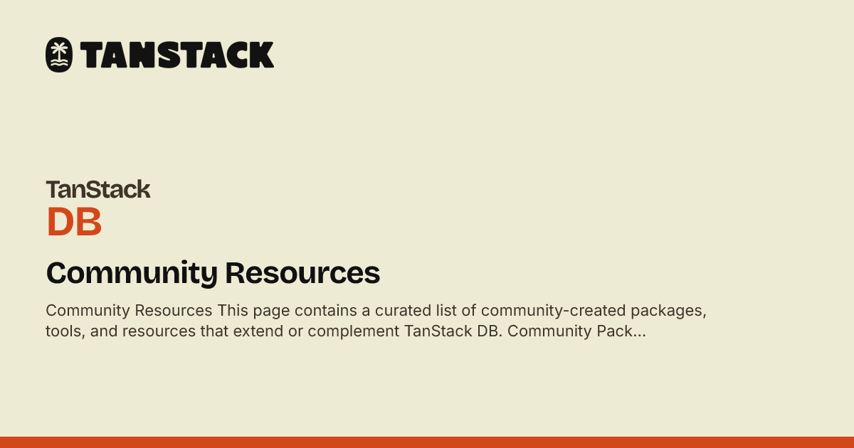 Community Resources | TanStack DB Docs