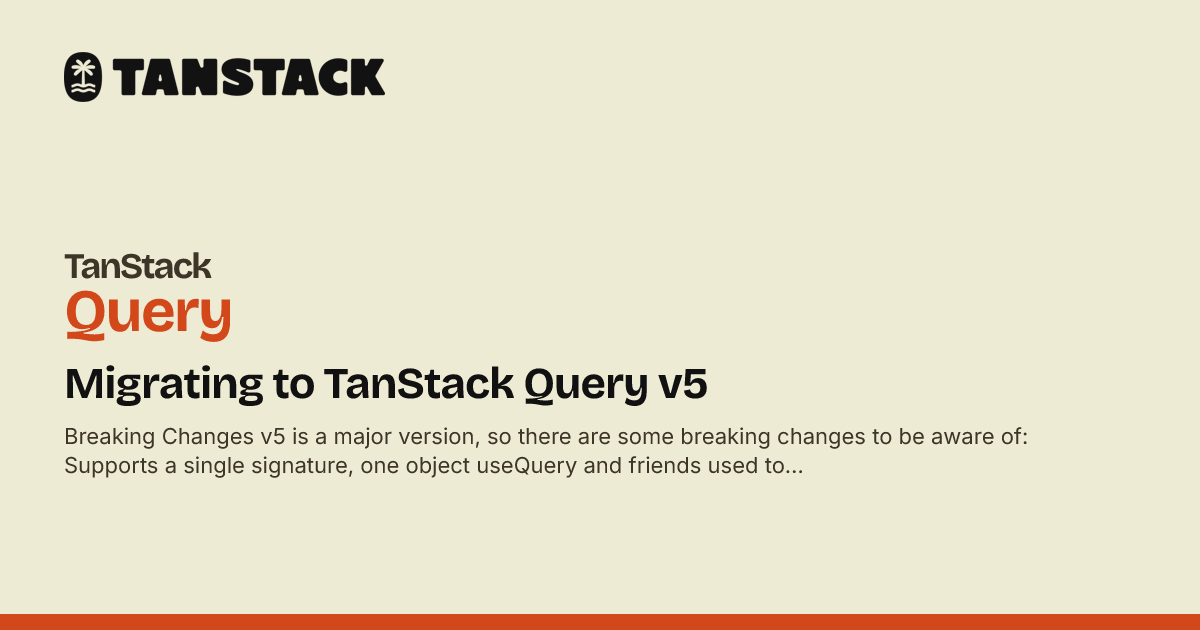 Migrating to TanStack Query v5 | TanStack Query React Docs