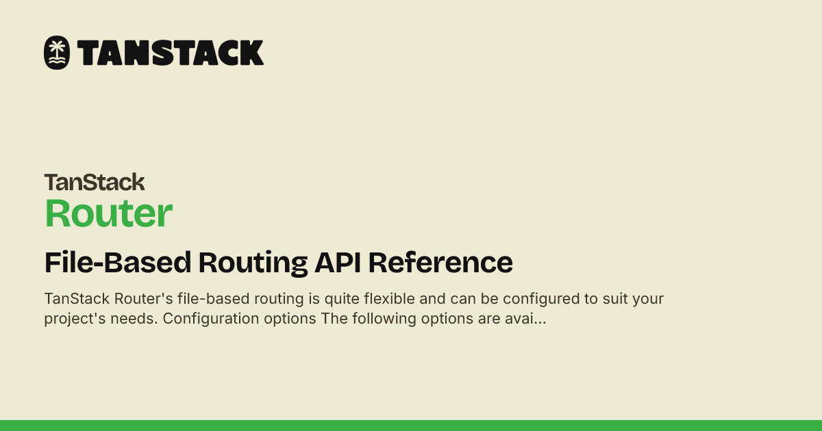 File-Based Routing API Reference | TanStack Router Docs