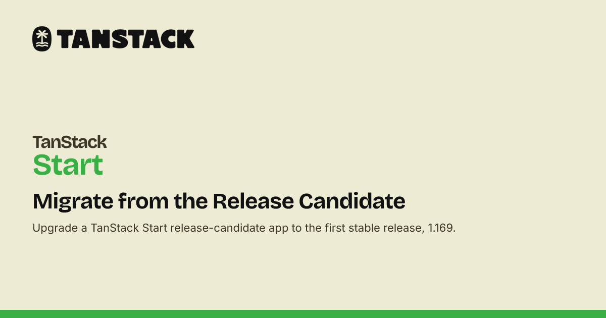 Migrate from the Release Candidate | TanStack Start React Docs