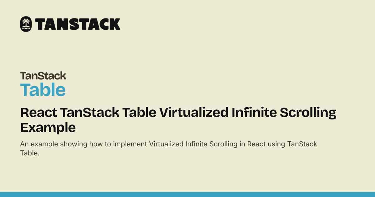React TanStack Table Virtualized Infinite Scrolling Example | TanStack ...