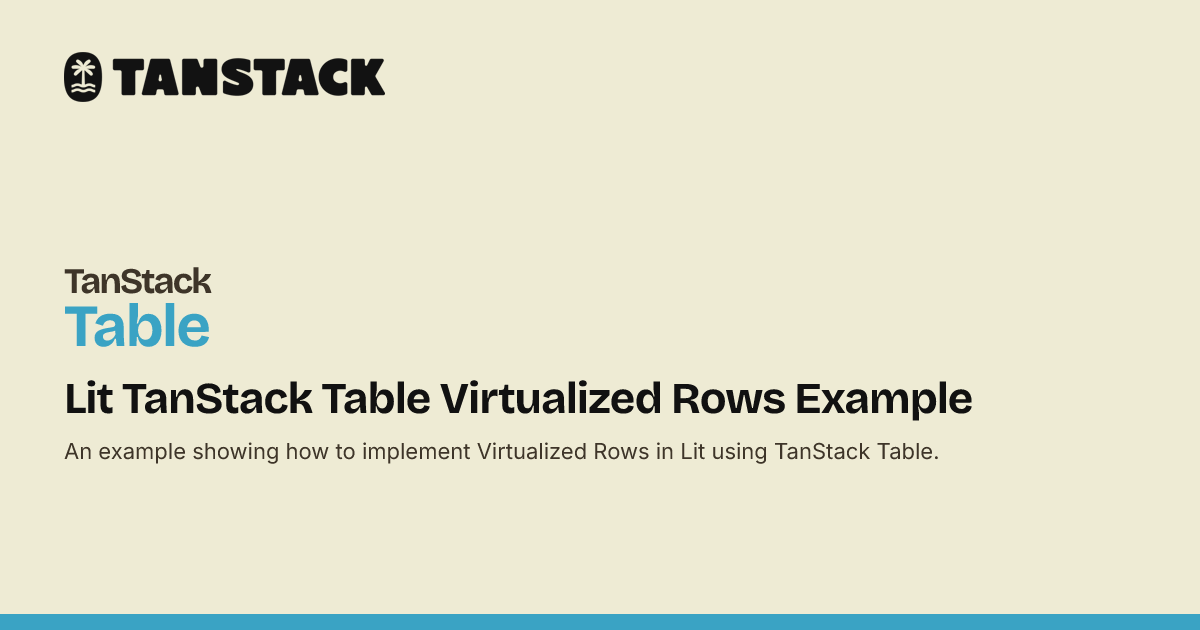 Lit TanStack Table Virtualized Rows Example | TanStack Table Docs