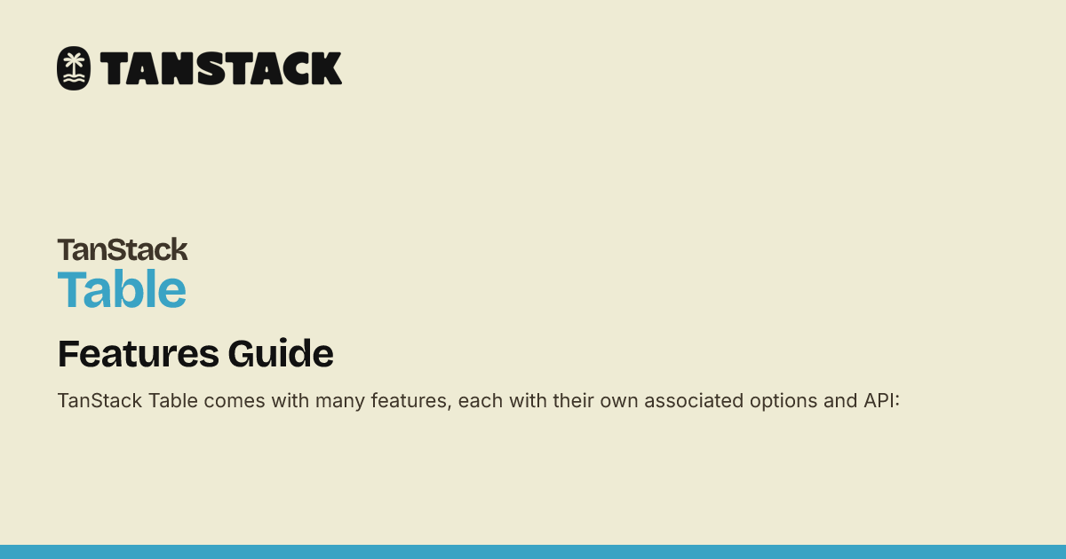 github - lucascmelo tanstack-table-examples: 🤖... Features Guide | TanStack Table Docs