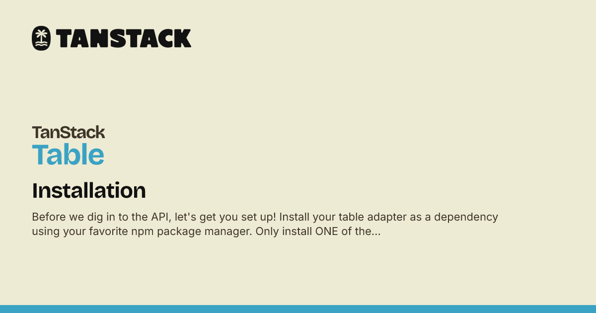 Tanstack Table Grouping Installation | TanStack Table Docs