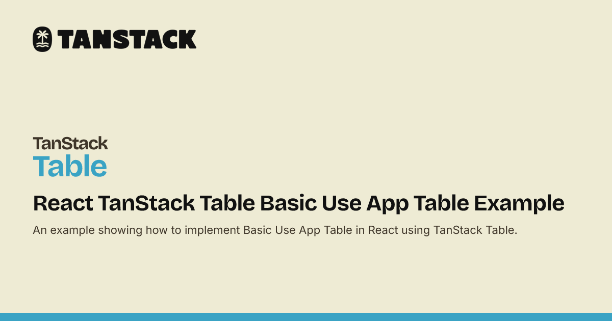 what is tanstack table and how to use it? | by talha... React TanStack Table Basic Use App Table Example | TanStack Table Docs