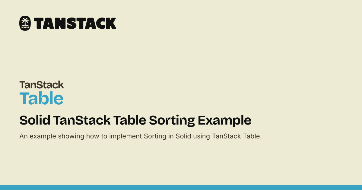 implementing basic sorting with tanstack table |... Solid TanStack Table Sorting Example | TanStack Table Docs