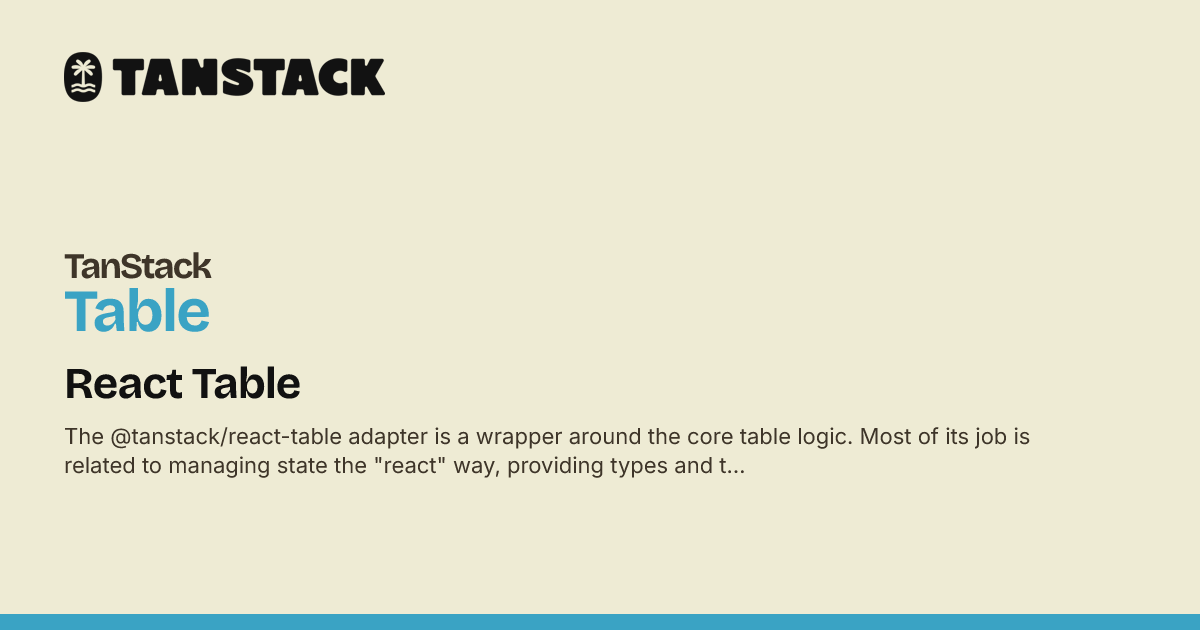 @tanstack react-table (.3) - npm package quality ... React Table | TanStack Table React Docs