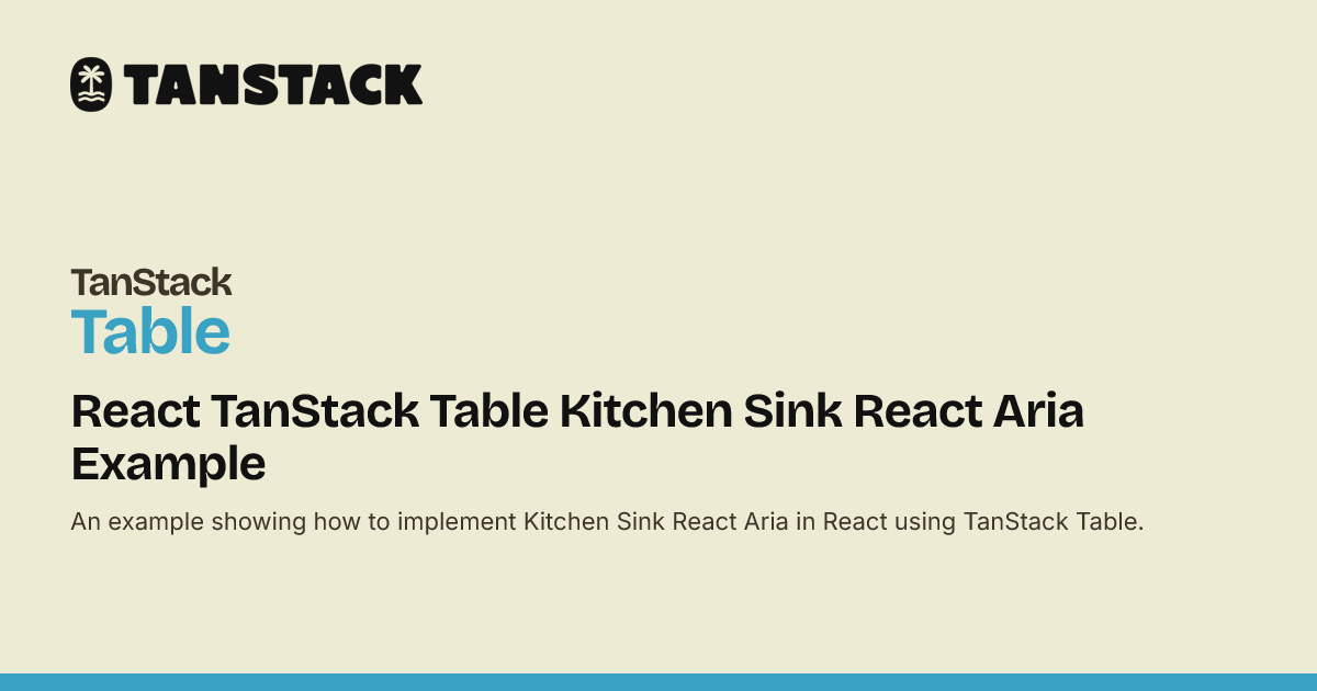 React TanStack Table Kitchen Sink React Aria Example | TanStack Table Docs